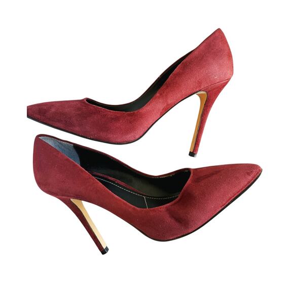 Charles David Wine Red Suede Stiletto Heel Pumps 9M Vamp Romantic Witchy Goth - Picture 1 of 6